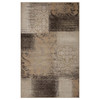 4' x 6' Beige Gray and Black Damask Distressed Stain Resistant Area Rug