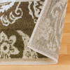 4' x 6' Beige Damask Power Loom Distressed Stain Resistant Area Rug
