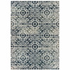 4' x 6' Navy & Ivory Geometric Power Loom Stain Resistant Area Rug