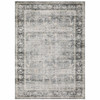 4' x 6' Charcoal Grey Salmon and Ivory Oriental Printed Stain Resistant Non Skid Area Rug