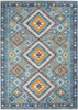 4' x 6' Blue and Orange Geometric Dhurrie Area Rug