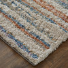 4' x 6' Ivory Blue and Orange Striped Power Loom Stain Resistant Area Rug