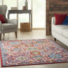 4' x 6' Red and Ivory Damask Power Loom Area Rug