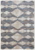 4' x 6' Tan Ivory and Blue Chevron Power Loom Stain Resistant Area Rug