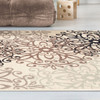 4' x 6' Tan Gray and Black Floral Medallion Stain Resistant Area Rug