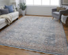 4' x 6' Blue and Red Floral Power Loom Stain Resistant Area Rug