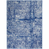 4' x 6' Blue & Ivory Abstract Dhurrie Area Rug