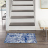 4' x 6' Blue & Ivory Abstract Dhurrie Area Rug