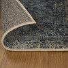 4' x 6' Navy and Salmon Damask Distressed Stain Resistant Area Rug
