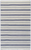 4' x 6' Blue and Ivory Striped Dhurrie Hand Woven Stain Resistant Area Rug