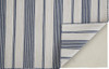 4' x 6' Blue and Ivory Striped Dhurrie Hand Woven Stain Resistant Area Rug