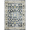 4' x 6' Blue Gold Green and Ivory Oriental Printed Stain Resistant Non Skid Area Rug