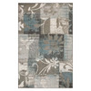 4' x 6' Teal Gray and Tan Floral Power Loom Distressed Stain Resistant Area Rug