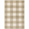 4' x 6' Beige and Ivory Geometric Power Loom Stain Resistant Area Rug