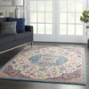 4' x 6' Pink and Green Dhurrie Area Rug