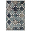 4' x 6' Deep Royal Quatrefoil Power Loom Distressed Stain Resistant Area Rug