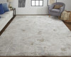 4' x 6' Ivory Gray and Tan Abstract Power Loom Distressed Stain Resistant Area Rug