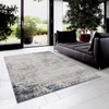 4' x 6' Navy Blue Distressed Striations Area Rug