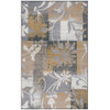 4' x 6' Beige and Gray Floral Power Loom Distressed Stain Resistant Area Rug