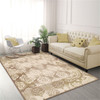 4' x 6' Brown Damask Power Loom Distressed Stain Resistant Area Rug