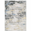 4' x 6' Gray and Ivory Abstract Printed Stain Resistant Non Skid Area Rug