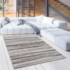 4' x 6' Blue and Beige Distressed Stripes Area Rug