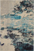 4' x 6' Ivory and Teal Blue Abstract Power Loom Non Skid Area Rug