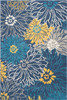 4' x 6' Blue Floral Power Loom Polypropylene Area Rug