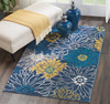 4' x 6' Blue Floral Power Loom Polypropylene Area Rug