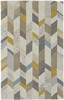 4' x 6' Ivory Taupe and Blue Wool Geometric Tufted Handmade Area Rug