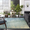 5' x 7' Ivory & Blue Abstract Power Loom Area Rug