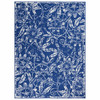 5' x 7' Navy Blue Floral Dhurrie Polypropylene Area Rug