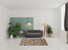 5' x 7' Ivory and Black Southwestern Power Loom Stain Resistant Area Rug