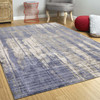 5' x 7' Grey Blue Hand Loomed Abstract Brushstroke Indoor Area Rug