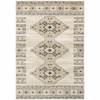 5' x 7' Ivory Grey Black and Ivory Southwestern Power Loom Stain Resistant Area Rug