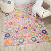 5' x 7' Silver Floral Power Loom Area Rug