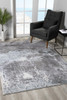 5' x 7' Blue Abstract Power Loom Polyester Area Rug