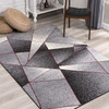 5' x 7' Grey Red Geometric Area Rug