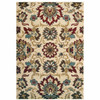 5' x 7' Ivory and Red Floral Vines Area Rug