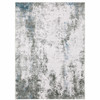 5' x 7' Silver Grey Charcoal and Light Blue Abstract Printed Non Skid Area Rug