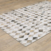 5' x 7' Beige Brown Grey and Ivory Geometric Power Loom Stain Resistant Area Rug