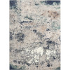 5' x 7' Blue and Gray Abstract Stain Resistant Area Rug