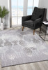 5' x 7' Gray Damask Power Loom Polyester Area Rug