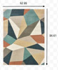 5' x 7' Blue Green Beige Retro Wedge Indoor Area Rug