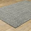 5' x 7' Blue Ivory Grey and Light Blue Geometric Power Loom Stain Resistant Area Rug