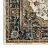5' x 7' Beige Blue Green Rust and Grey Oriental Power Loom Stain Resistant Area Rug