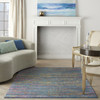 5' x 7' Blue and Orange Abstract Power Loom Area Rug