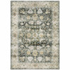 5' x 7' Grey Charcoal Gold Brown Ivory Pale Sage & Light Blue Oriental Printed Non Skid Rug