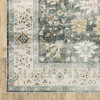 5' x 7' Grey Charcoal Gold Brown Ivory Pale Sage & Light Blue Oriental Printed Non Skid Rug