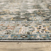 5' x 7' Grey Charcoal Gold Brown Ivory Pale Sage & Light Blue Oriental Printed Non Skid Rug